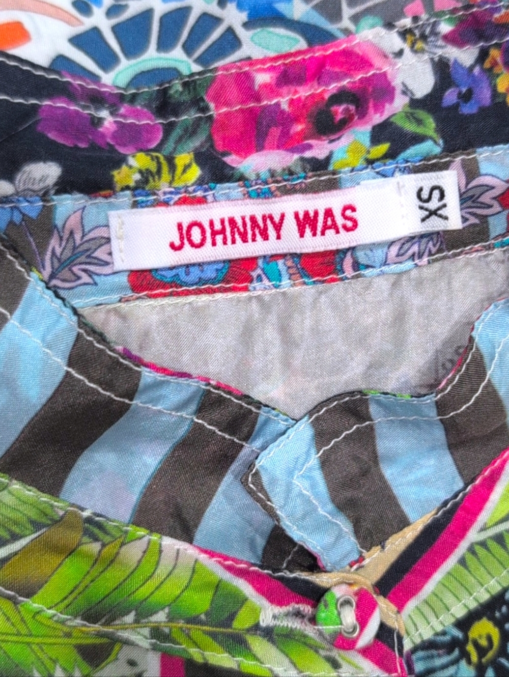 Johnny Was Silk Invita Blouse Button Down Xs Boho Floral - Picture 7 of 7